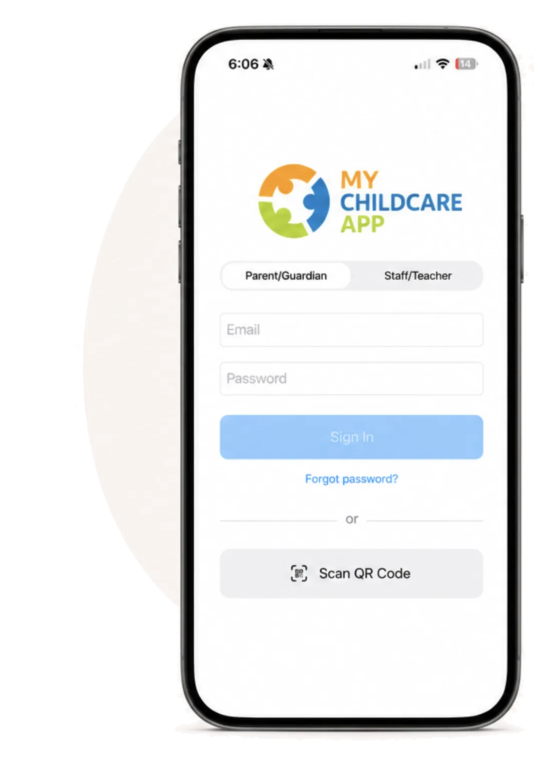 Signing in to My Childcare App